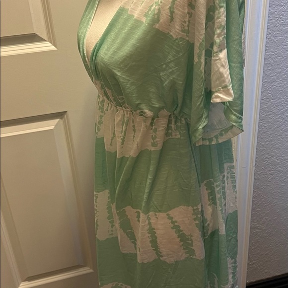 Cover up features no lining, V-neck, flutter sleeves dress - Picture 3 of 4